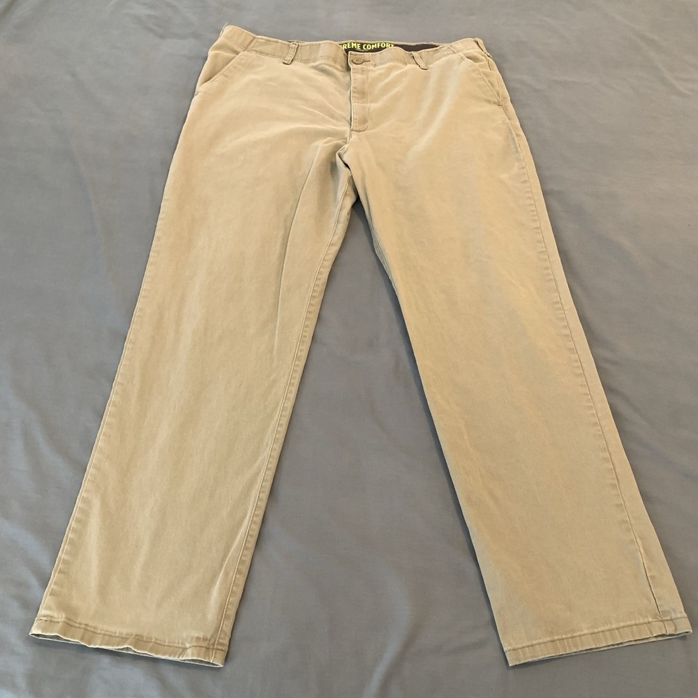 Lee Pants Mens 44x32 Beige Extreme Comfort Straight Fit Stretch Chino Casual